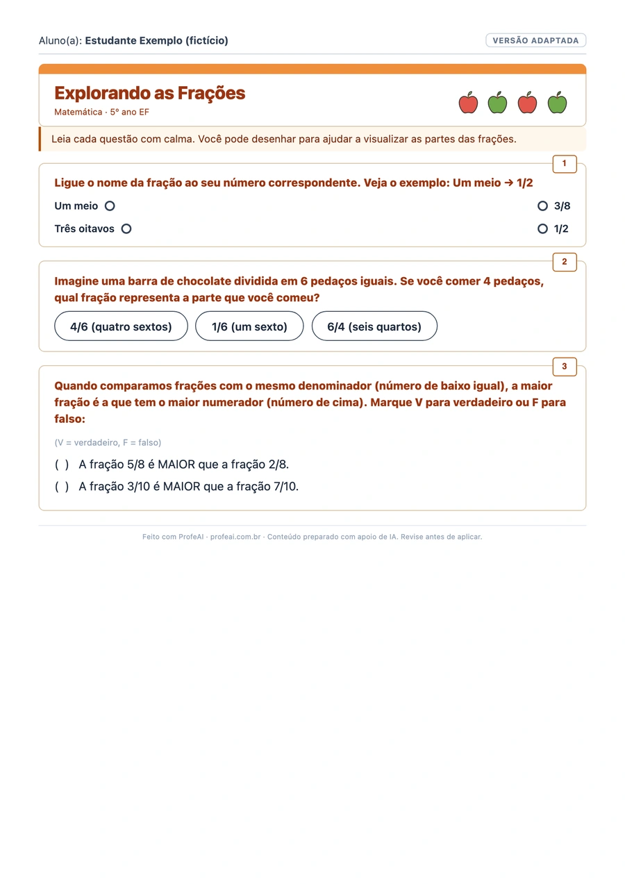Versão real adaptada, com exemplo resolvido e três questões.